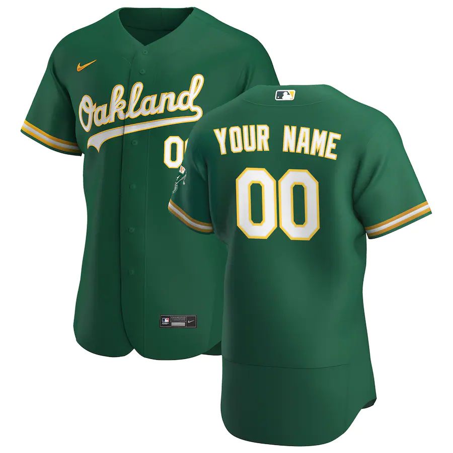 Mens Oakland Athletics Nike Kelly Green Alternate Authentic Custom MLB Jerseys-0